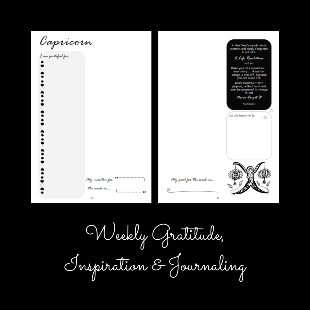 Weekly Gratitude, Inspiration & Journaling page from Holistic Journal