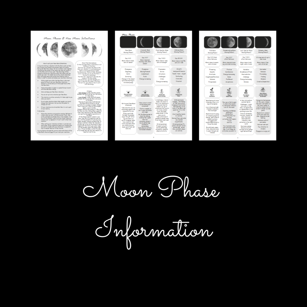 Moon Phase Information pages from Holistic Journal