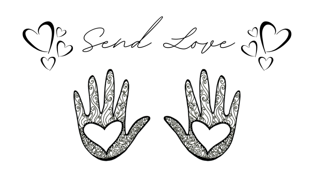 Send love, hands facing out with hearts on palms